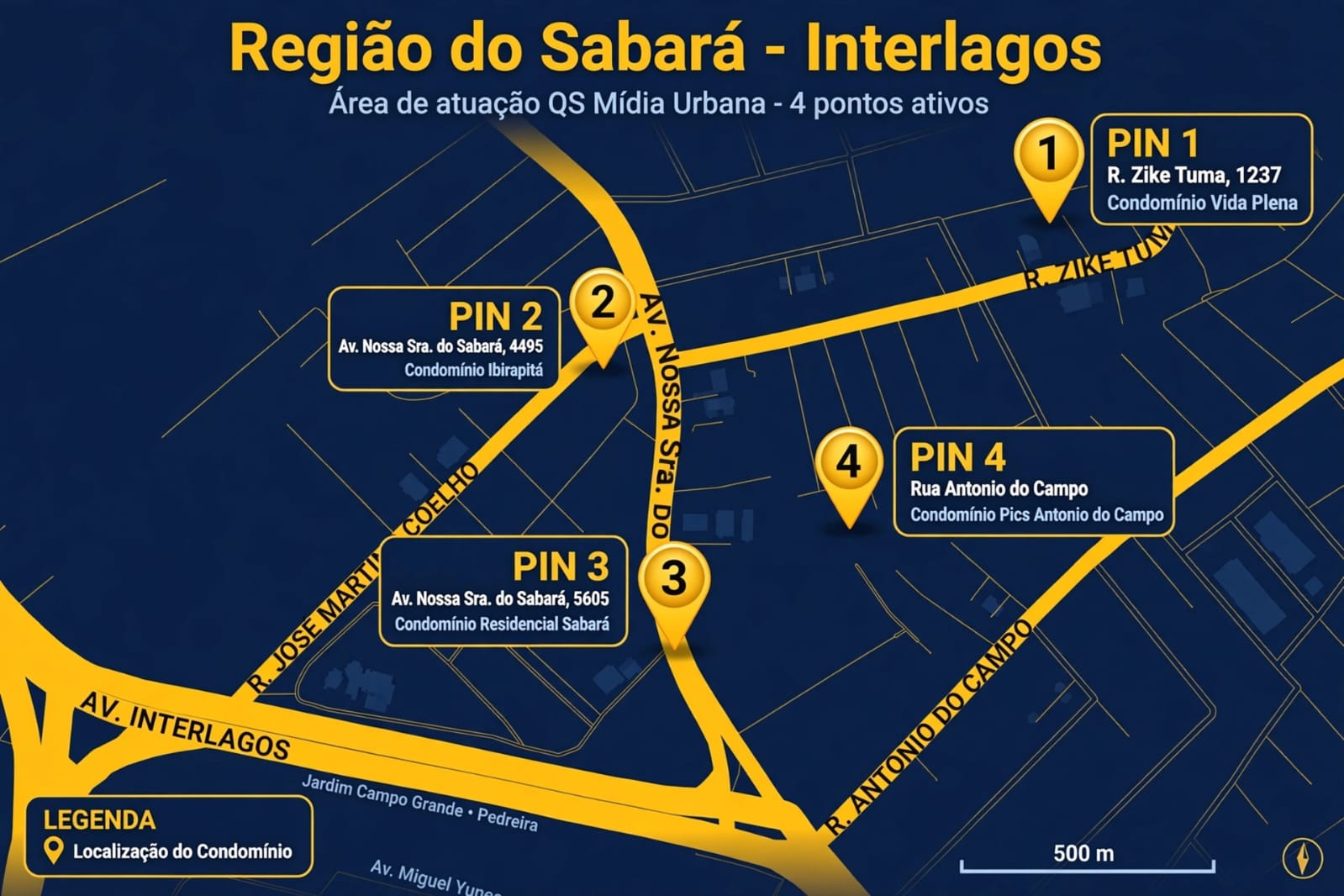Mapa Região Sabará - Interlagos - 4 pontos